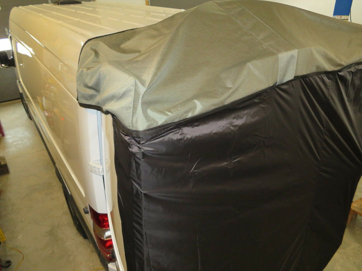 Mercedes Sprinter van rear wall privacy magnetic black ripstop nylon ...